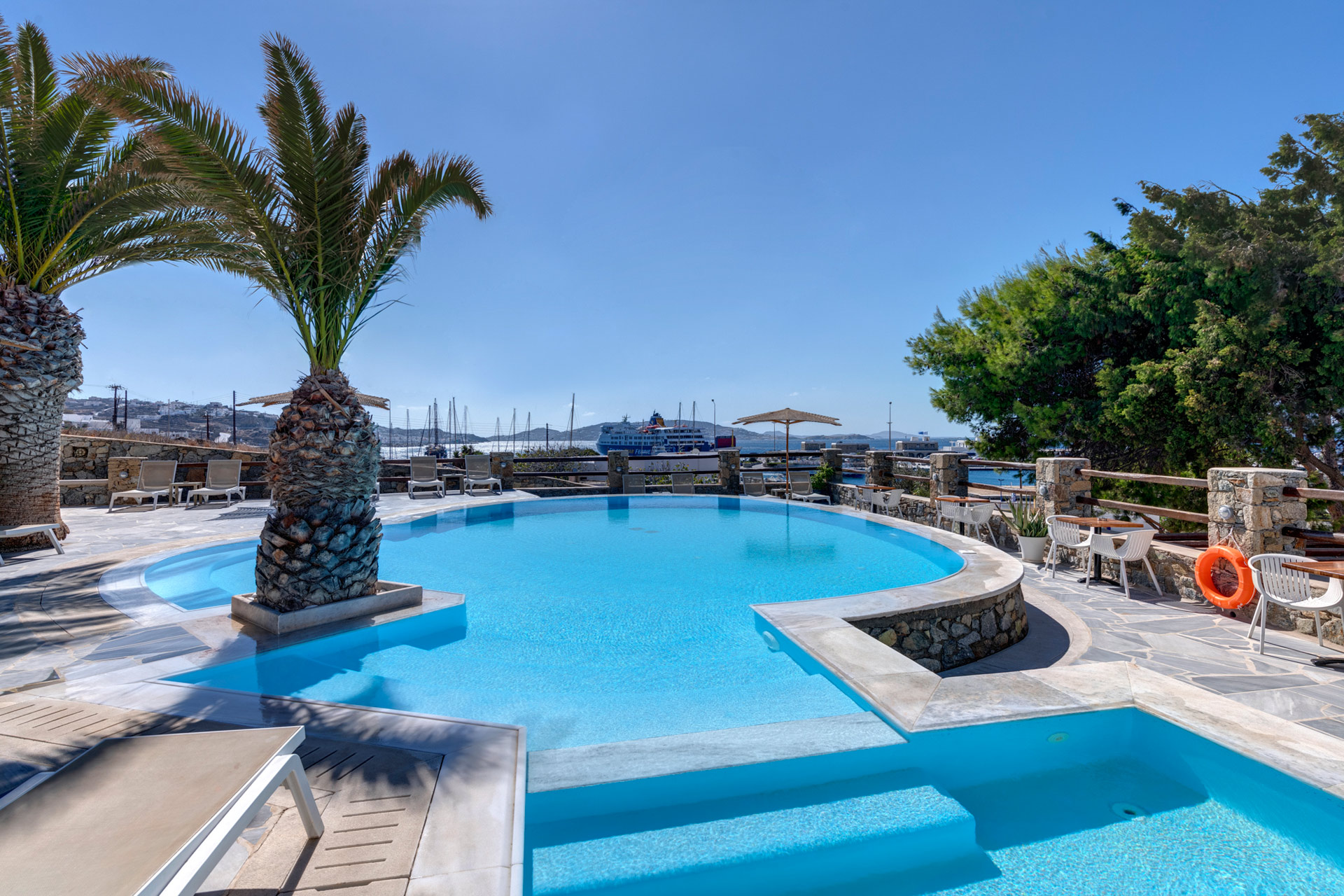 Pool & Port View  - Makis Place Tourlos Mykonos Hotel